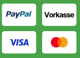 Zahlungsmöglichkeiten im Shop: PayPal, Vorkasse, Visa, Mastercard